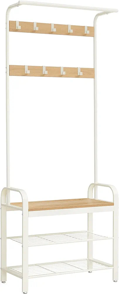 VASAGLE Coat Rack, Coat Stand with Shoe Storage Bench