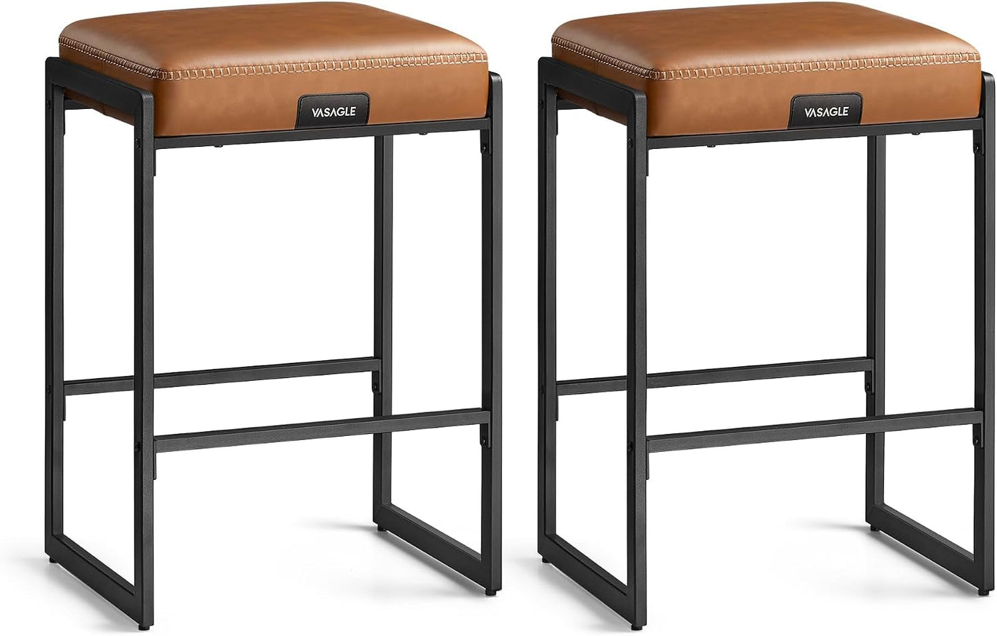 VASAGLE EKHO Collection 2 Pack PU Bar Stools with Stitching LBC086K01