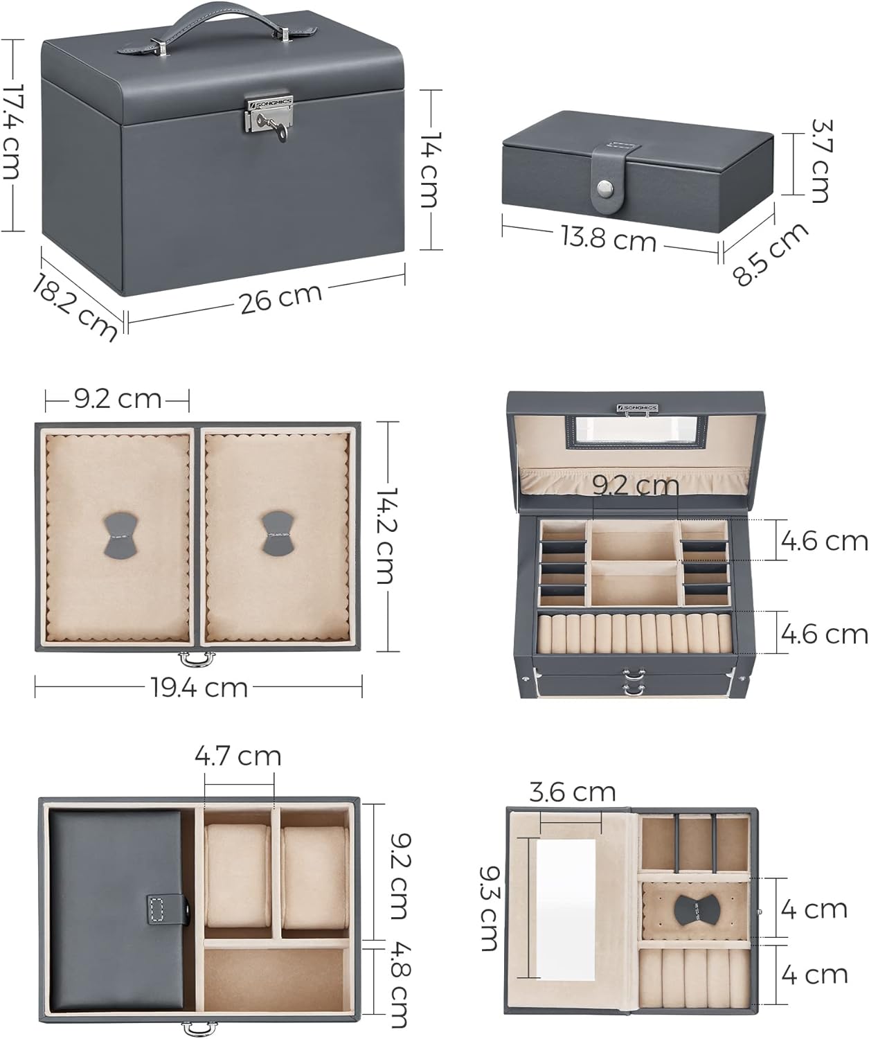 SONGMICS Jewellery Box