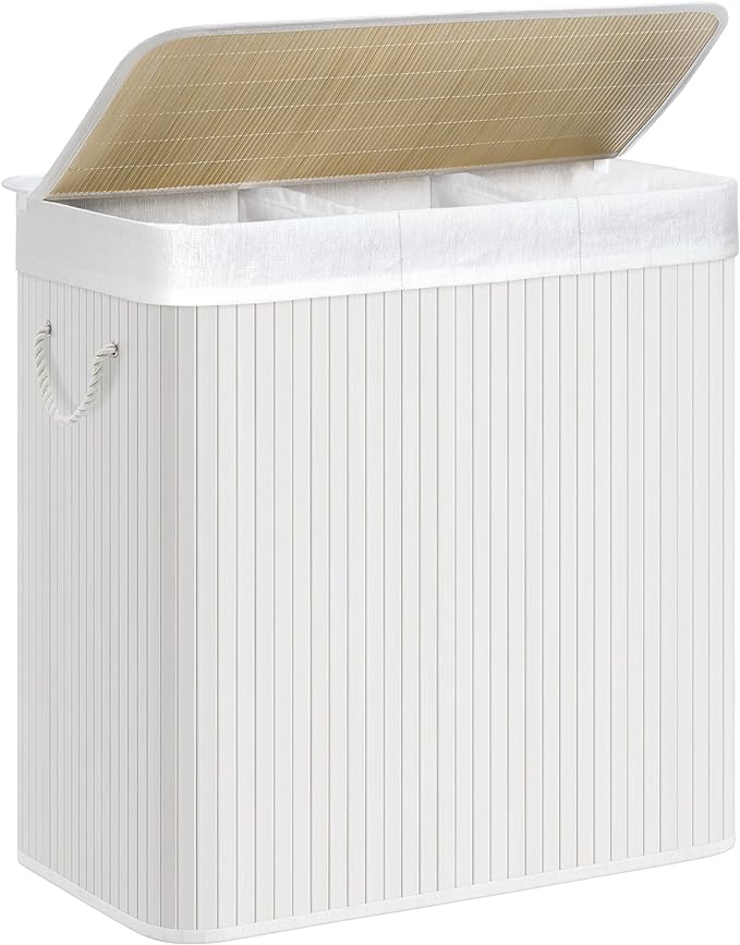 SONGMICS Bamboo Laundry Basket with Lid