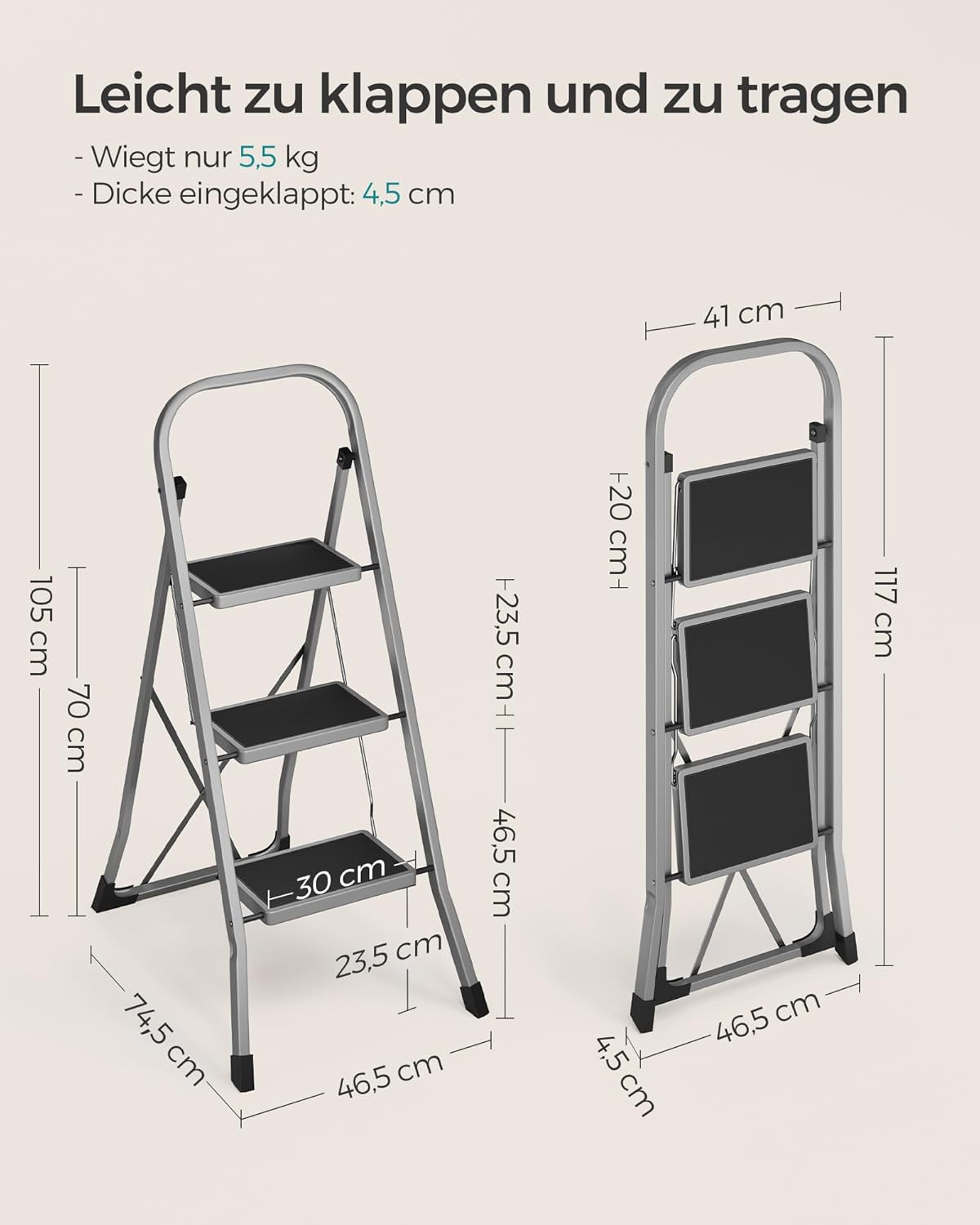 SONGMICS 3-Step Ladder