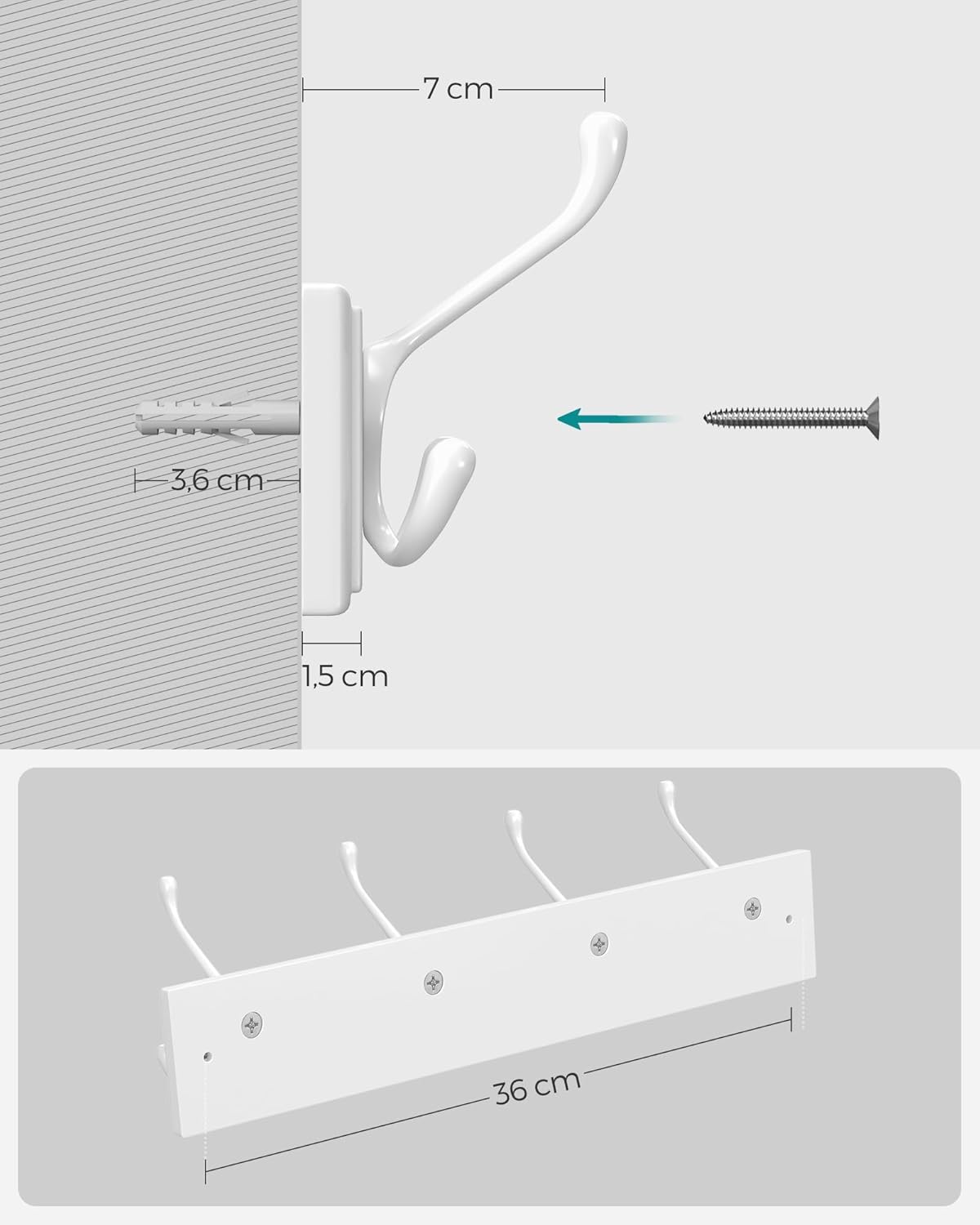 SONGMICS Wall-Mounted Coat Rack
