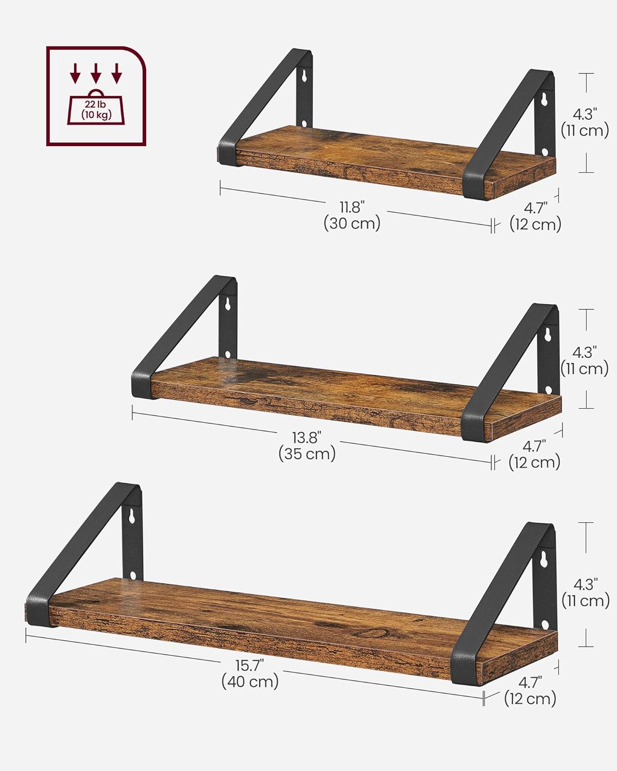 VASAGLE SET OF 3 Wall Shelf