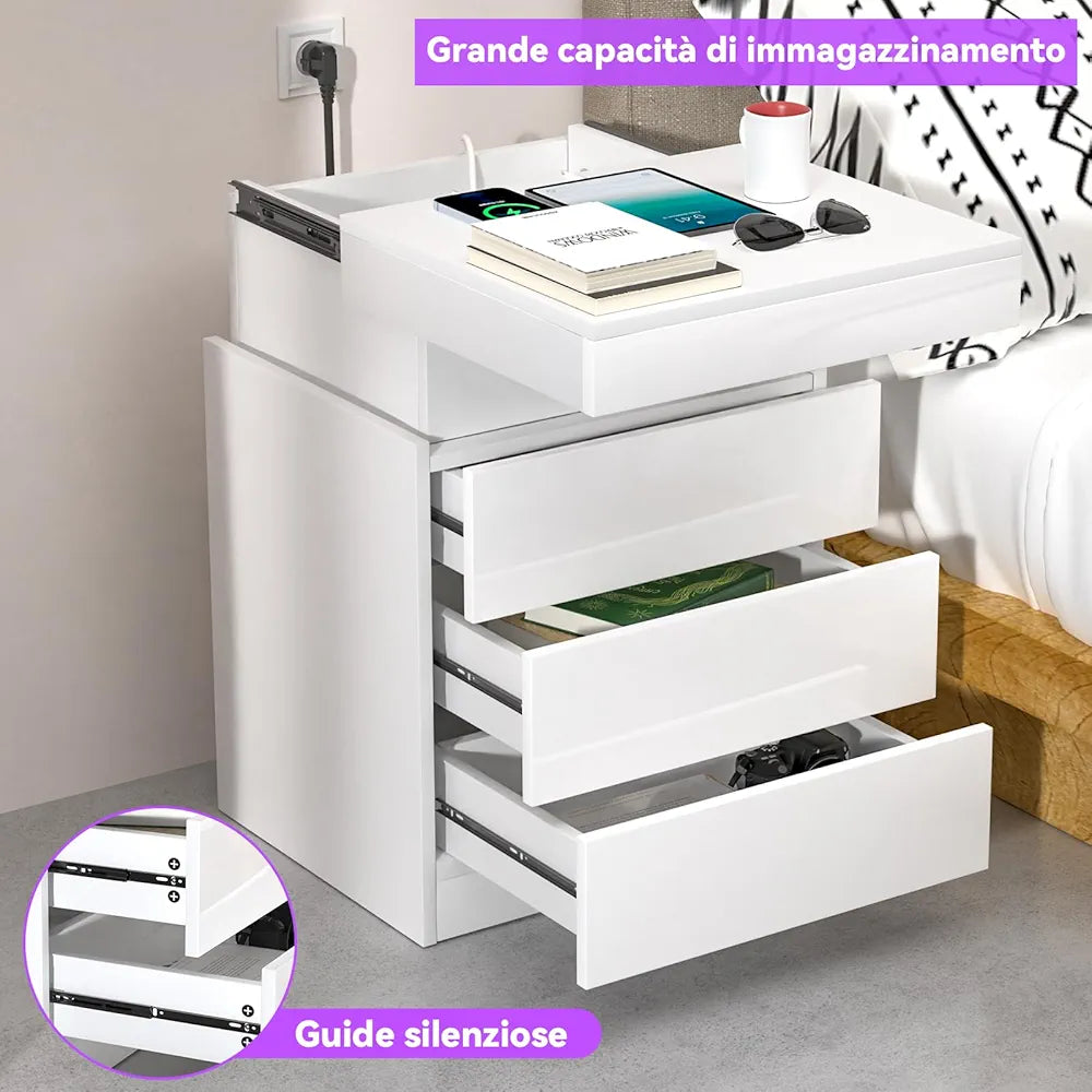 ALFORDSON LED Bedside Table with 3-Drawer