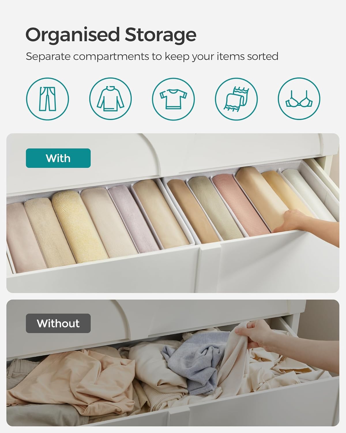 SONGMICS Set of 4 Drawer Organisers