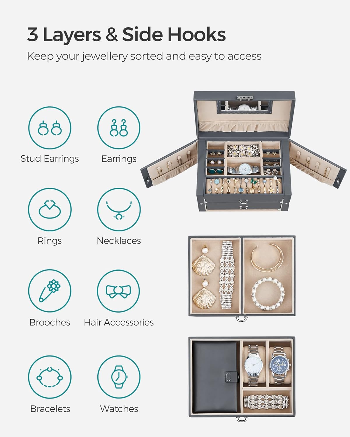 SONGMICS Jewellery Box