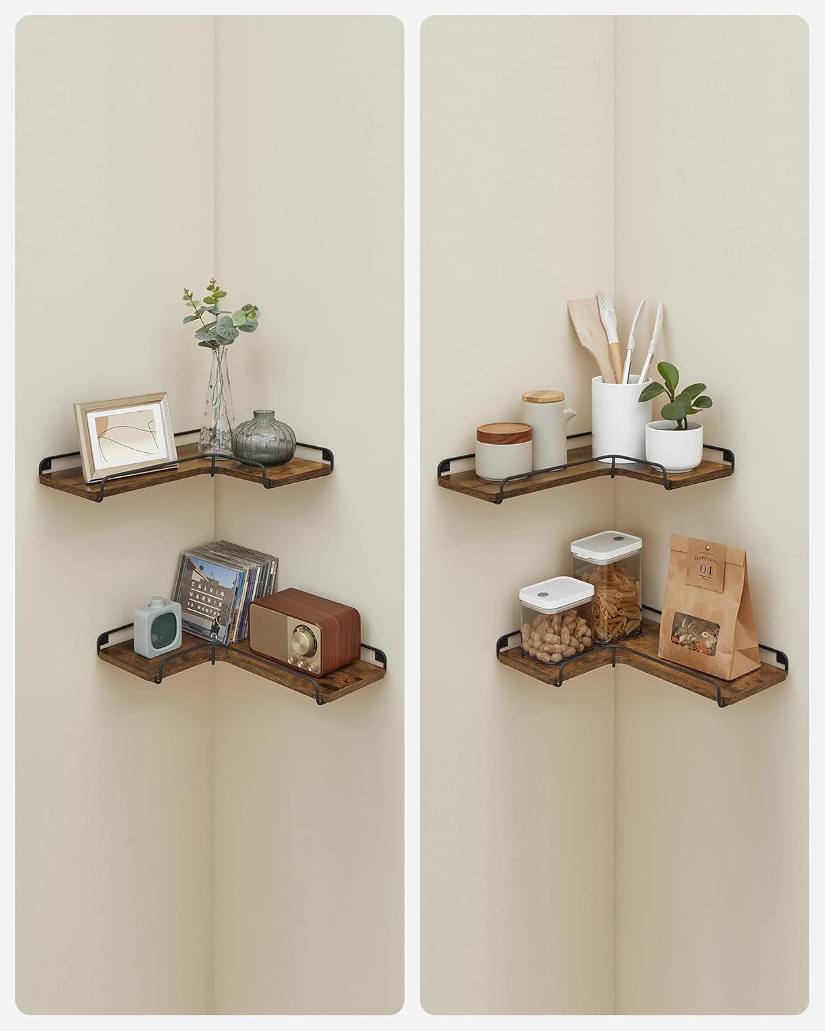 VASAGLE Set of 2 Corner Shelves