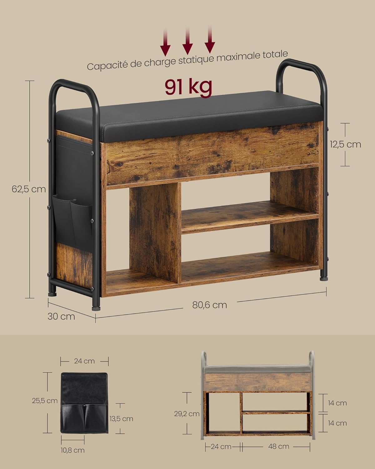 VASAGLE Shoe Bench