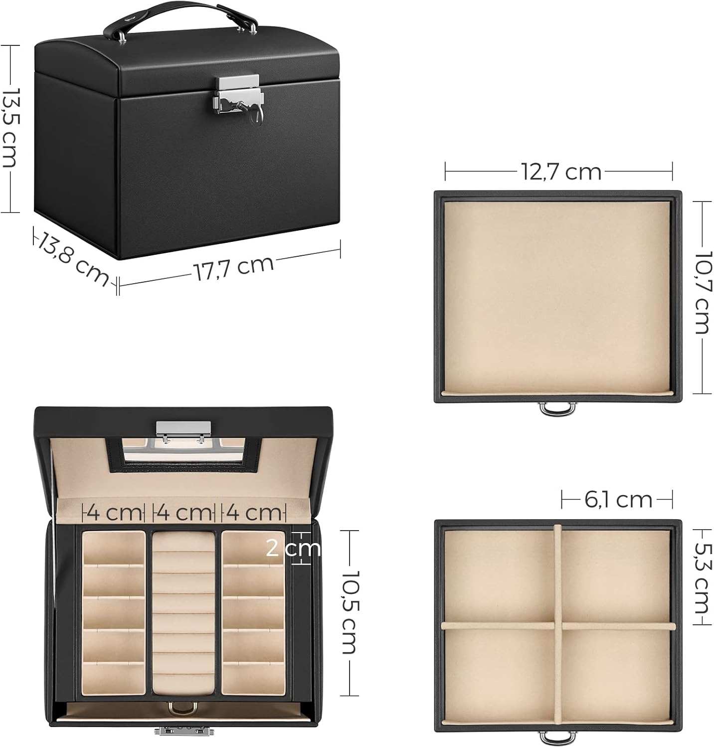 SONGMICS 3-Tier Jewellery Box