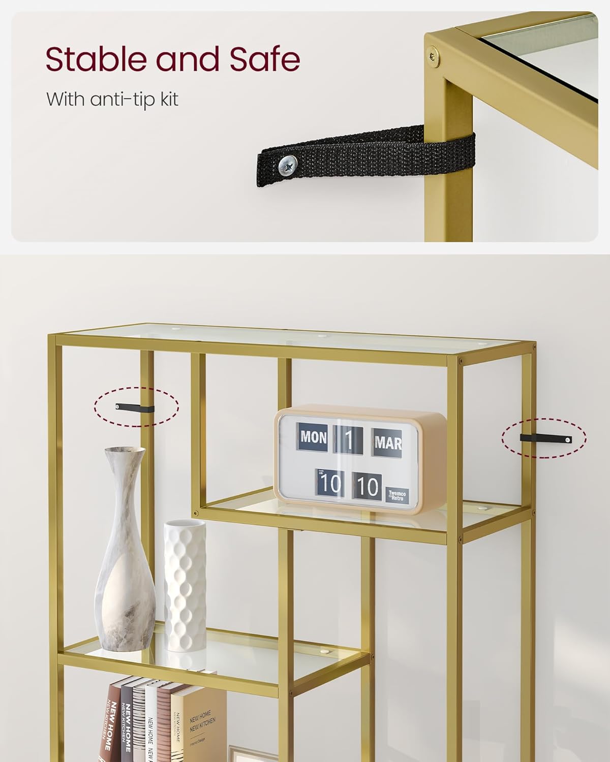 VASAGLE Bookshelf, 6-Tier Tall Bookcase Shelves