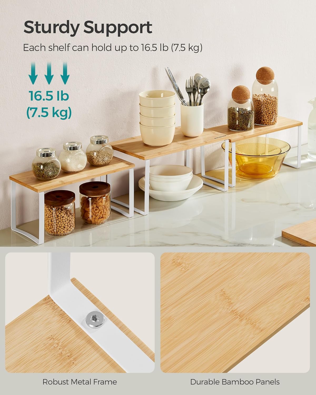 SONGMICS Set of 3 Kitchen Cabinet Organizers,