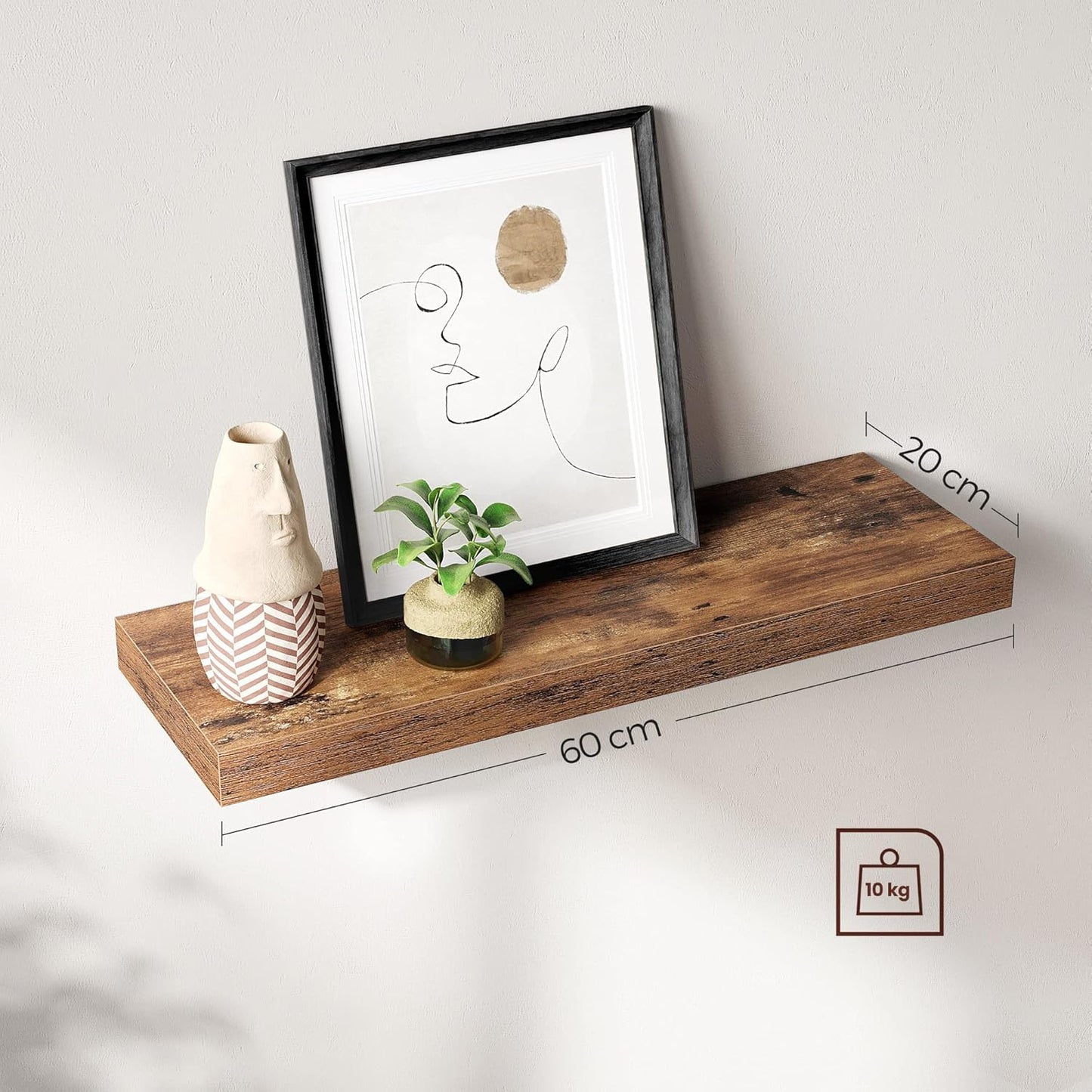 VASAGLE Wall Shelf, Floating Shelf, Wall Mounted LWS26BX