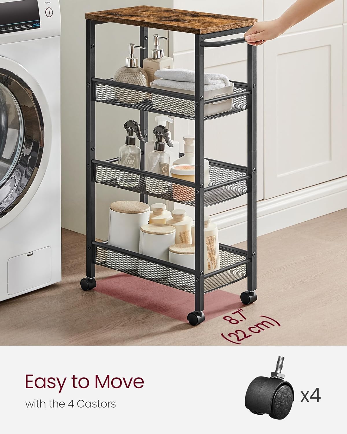 VASAGLE 4-Shelf Trolley