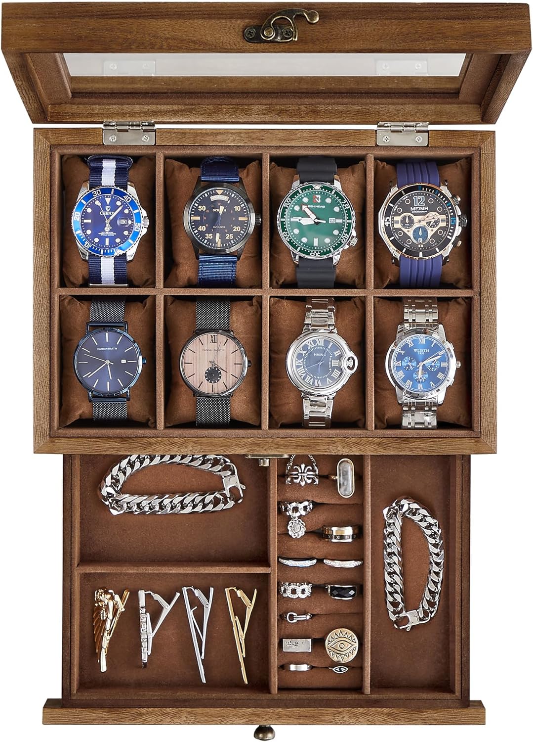 SONGMICS Watch Box with 8 Slots, 2-Tier