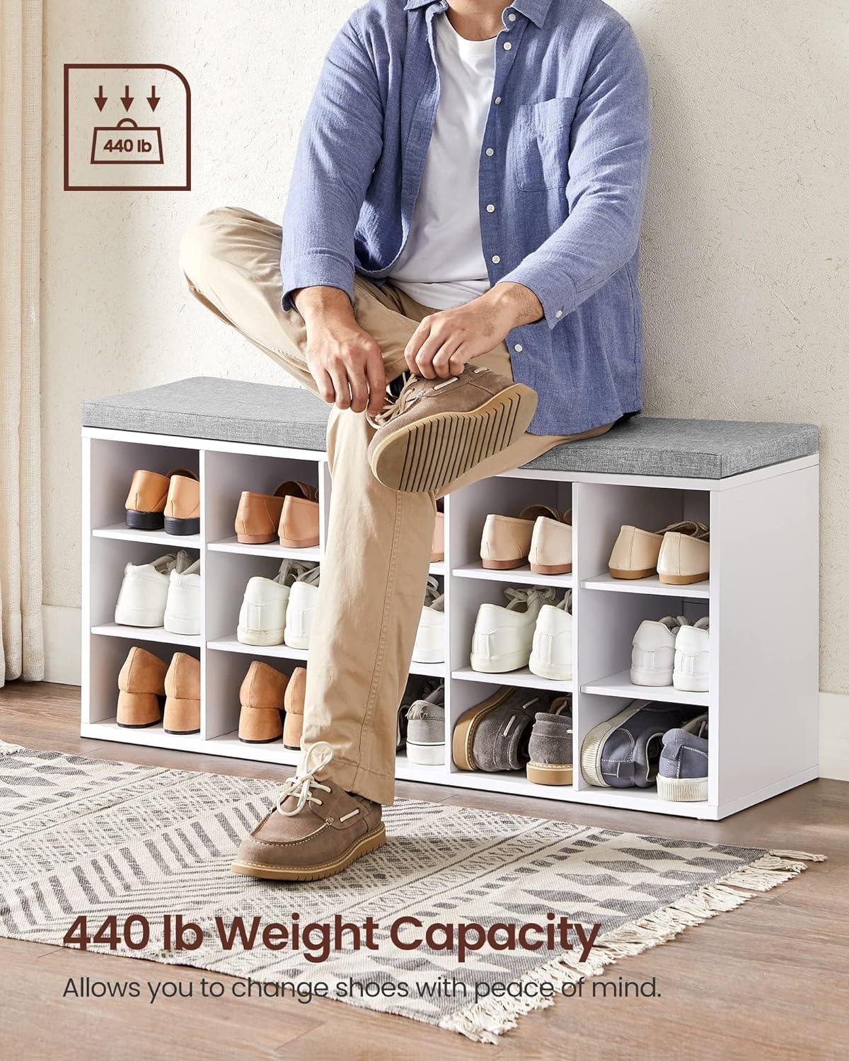 VASAGLE Shoe Bench with Cushion