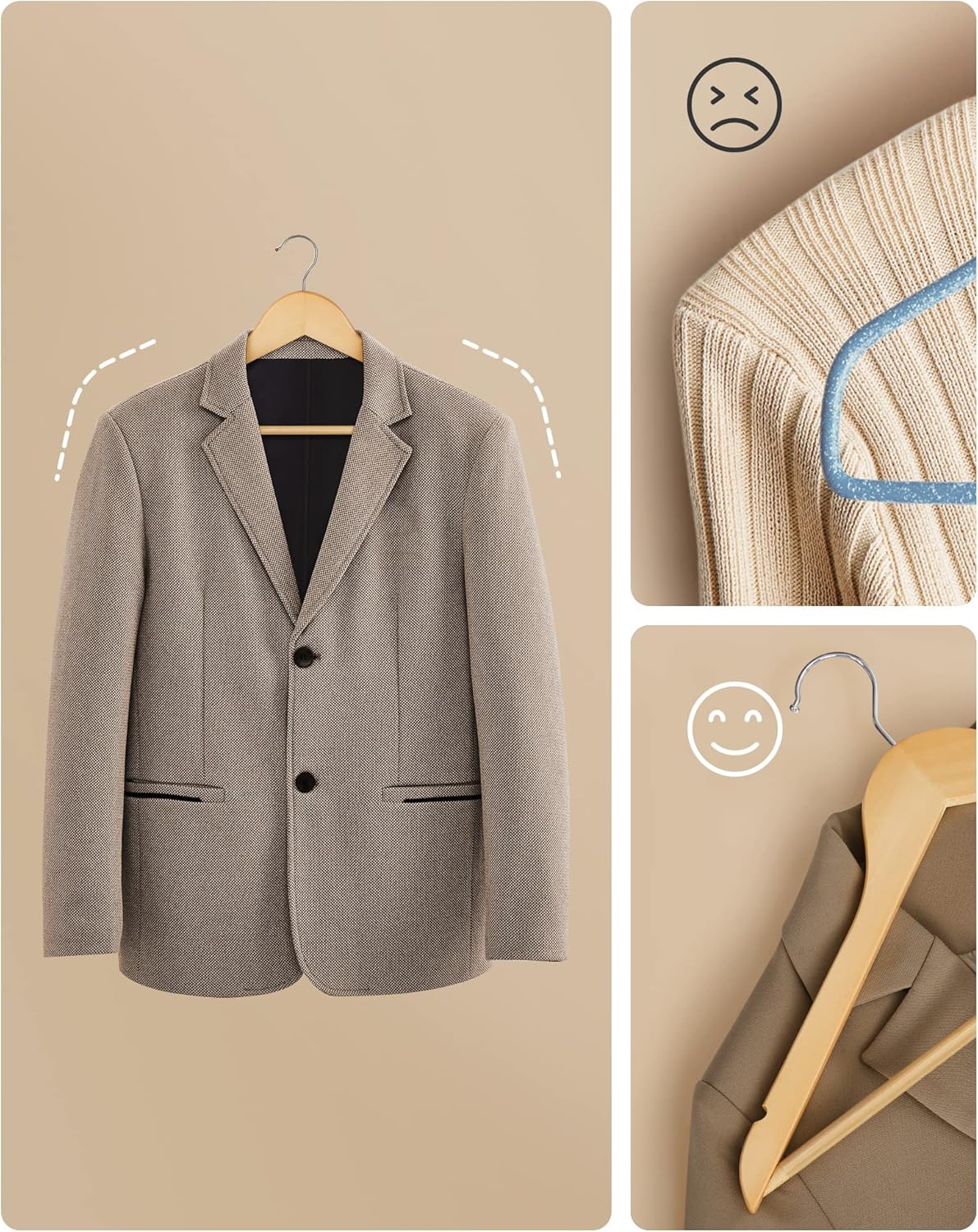 SONGMICS Wooden Hangers, Set of 20