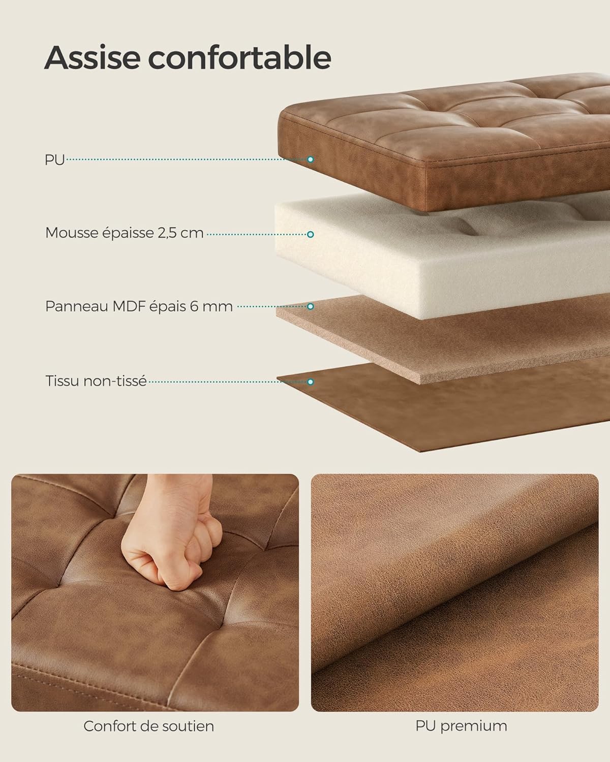 SONGMICS Bench with Storage Space