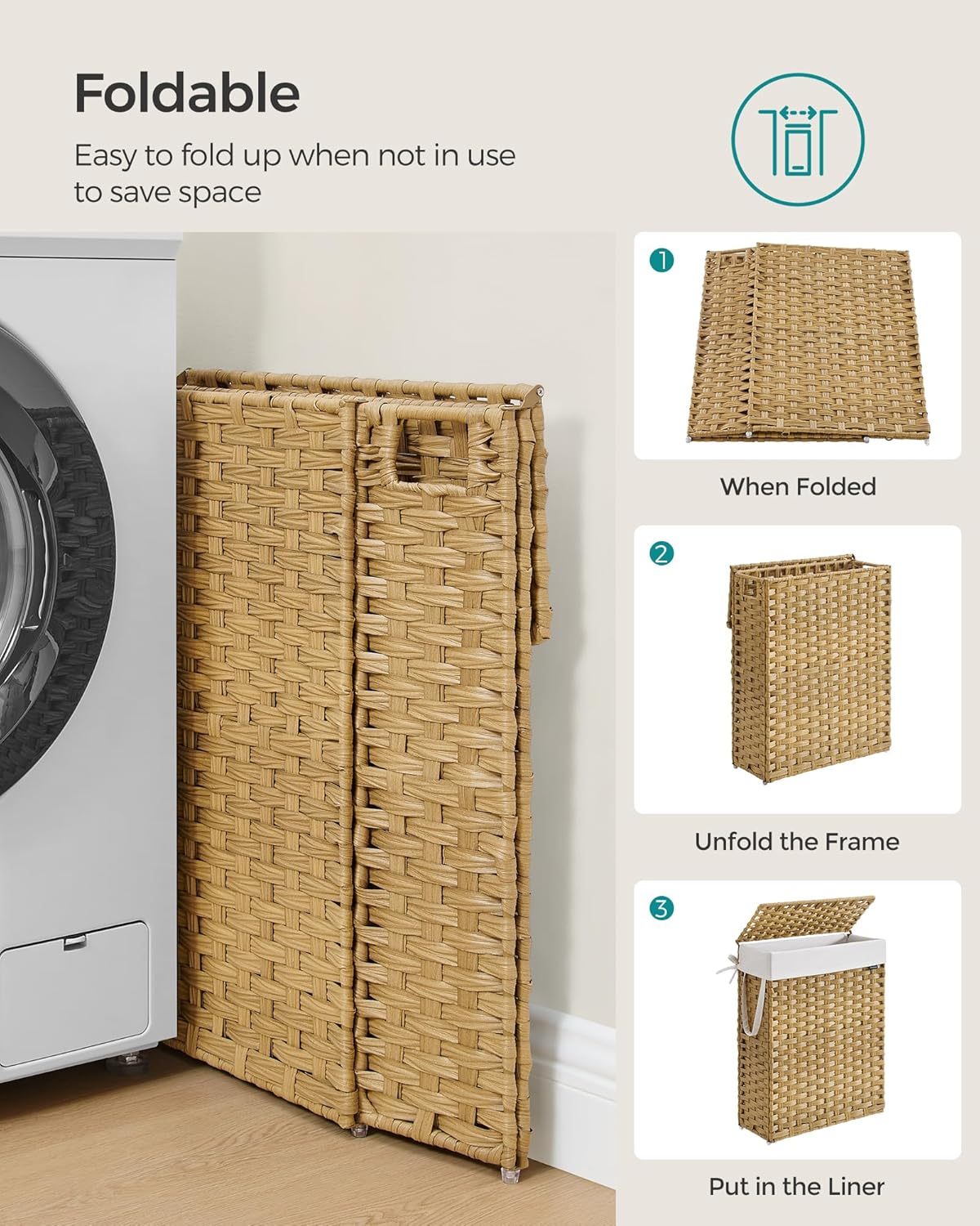 SONGMICS Slim Laundry Basket