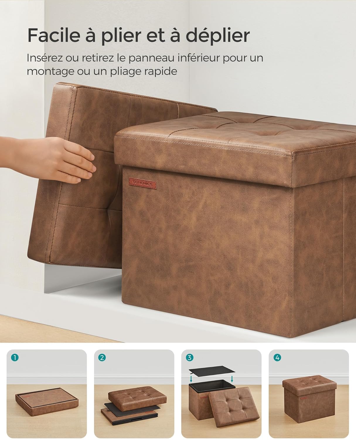 SONGMICS Bench with Storage Space
