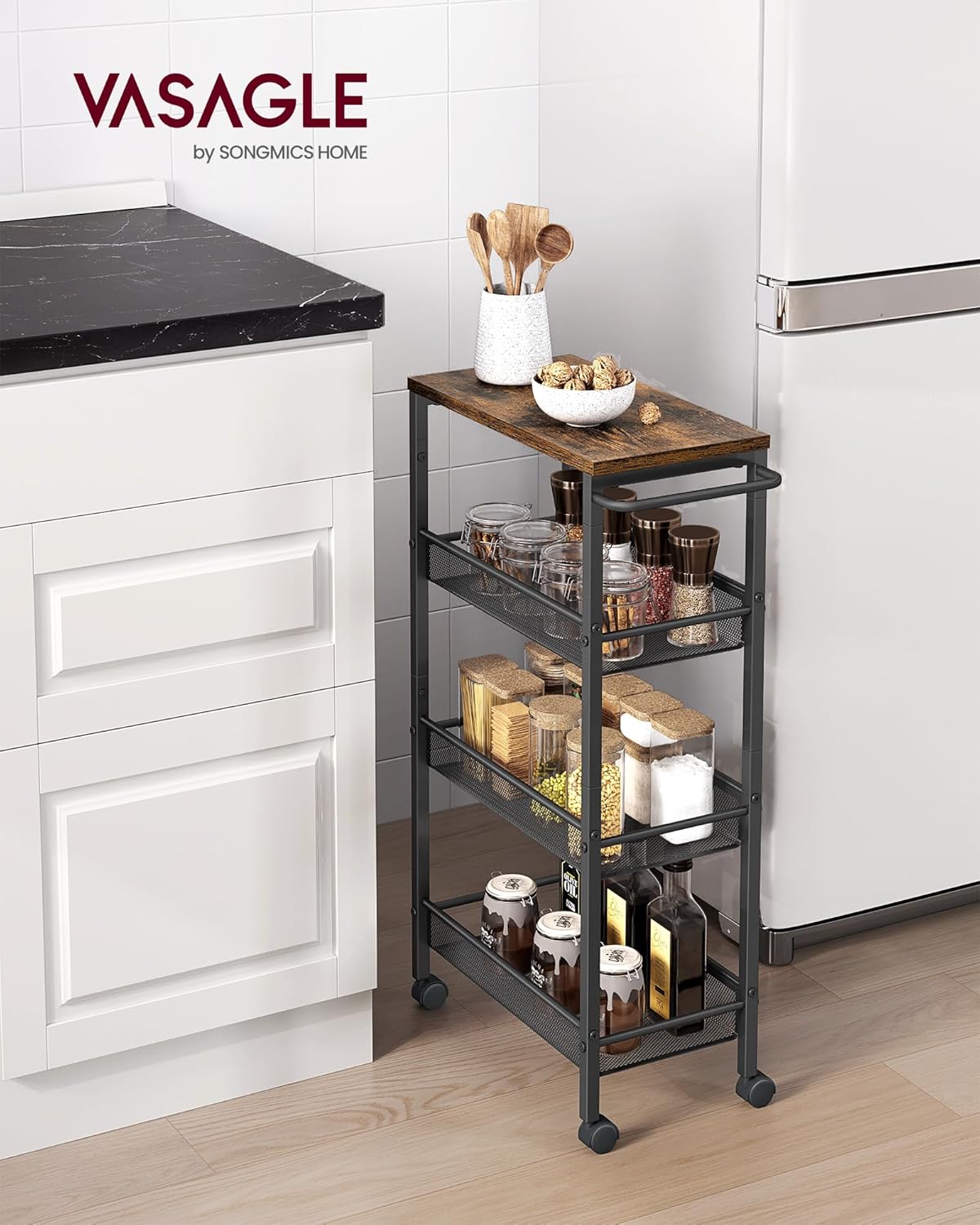 VASAGLE 4-Shelf Trolley