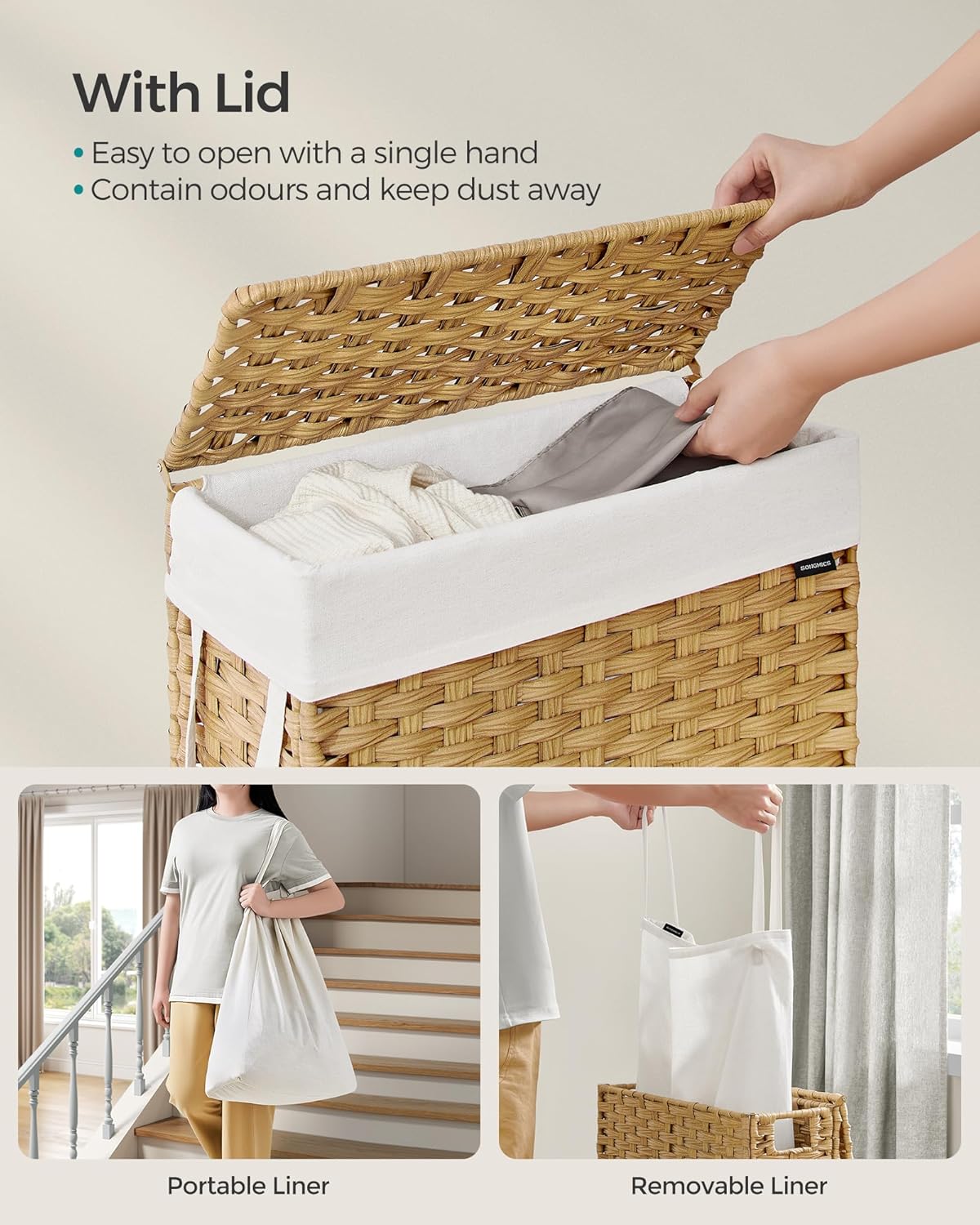 SONGMICS Slim Laundry Basket