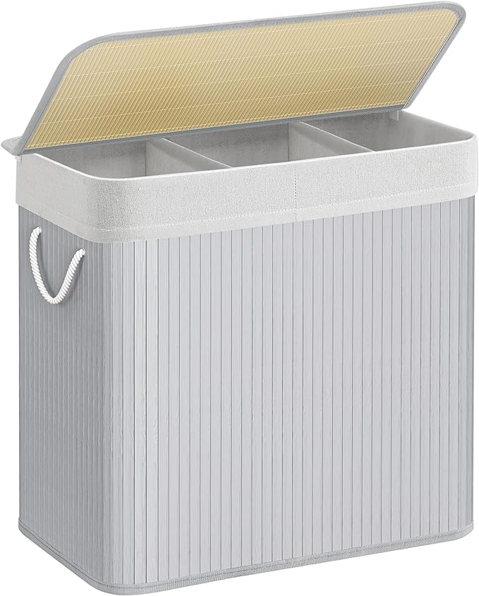SONGMICS Bamboo Laundry Basket with Lid