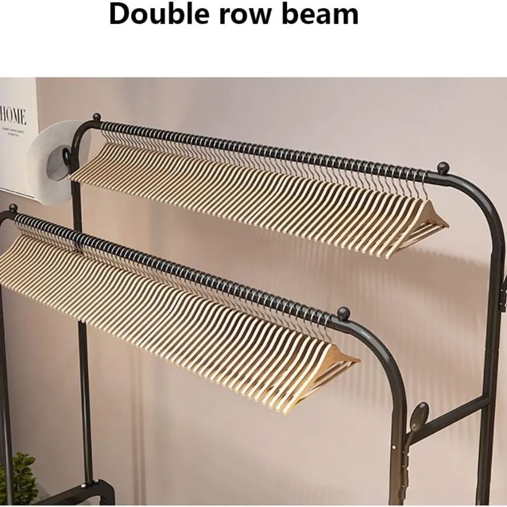 Clothes Rack on Wheels Double Poles