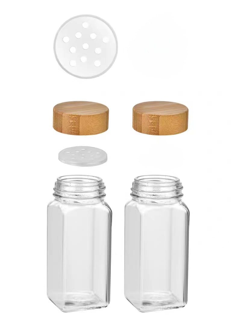 24 Glass Spice Jars with Bamboo Airtight Lids