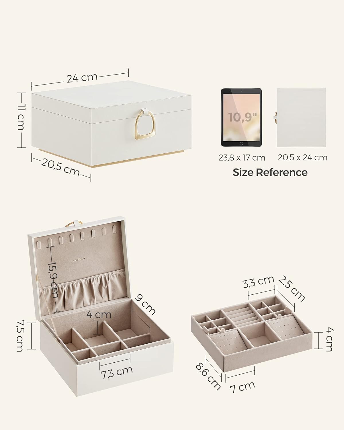 SONGMICS 2-Layer Jewellery Box