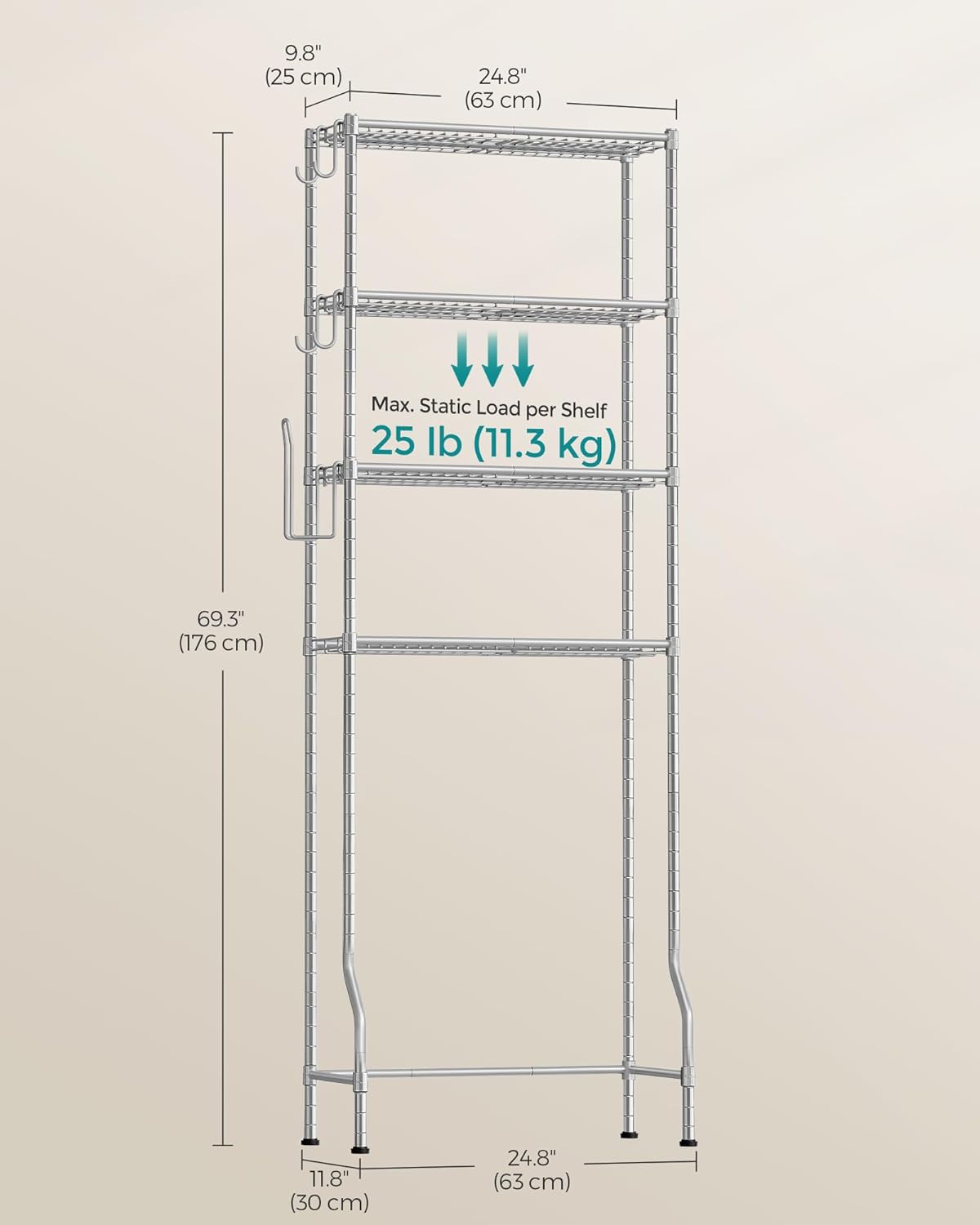 SONGMICS 4 Tier Over The Toilet Storage