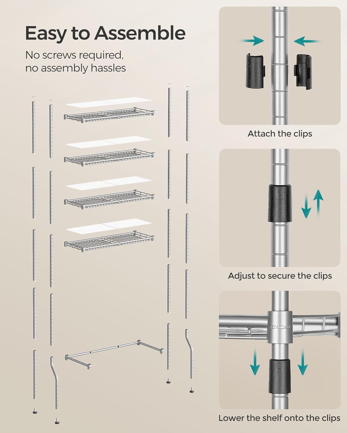 SONGMICS 4 Tier Over The Toilet Storage