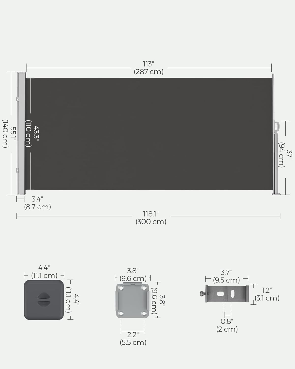 SONGMICS Side Shade, Extendable