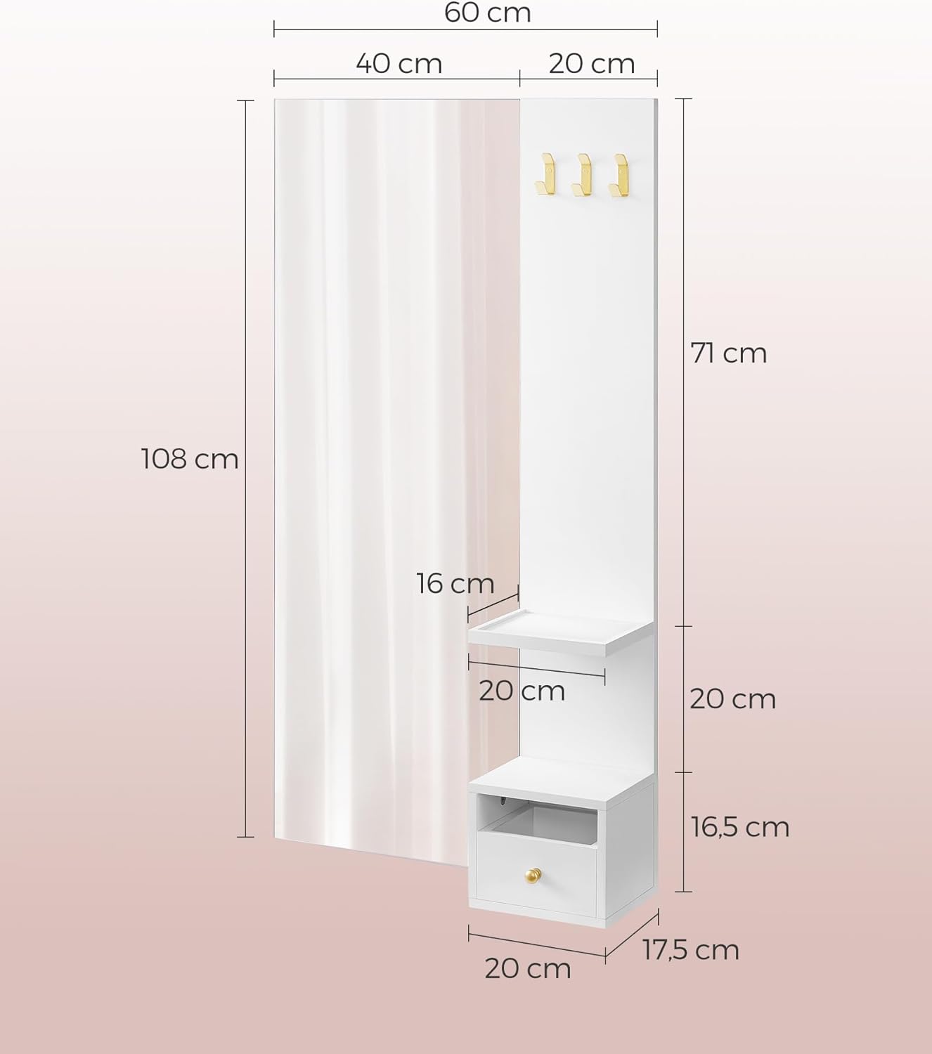 SONGMICS Wall Mirror with Storage Space