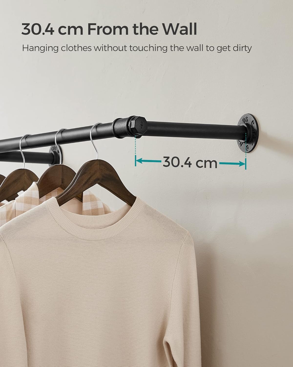 SONGMICS Wall Mounted Clothes Rail
