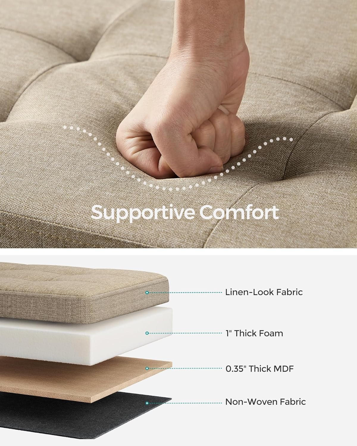 SONGMICS Folding Storage Ottoman Bench