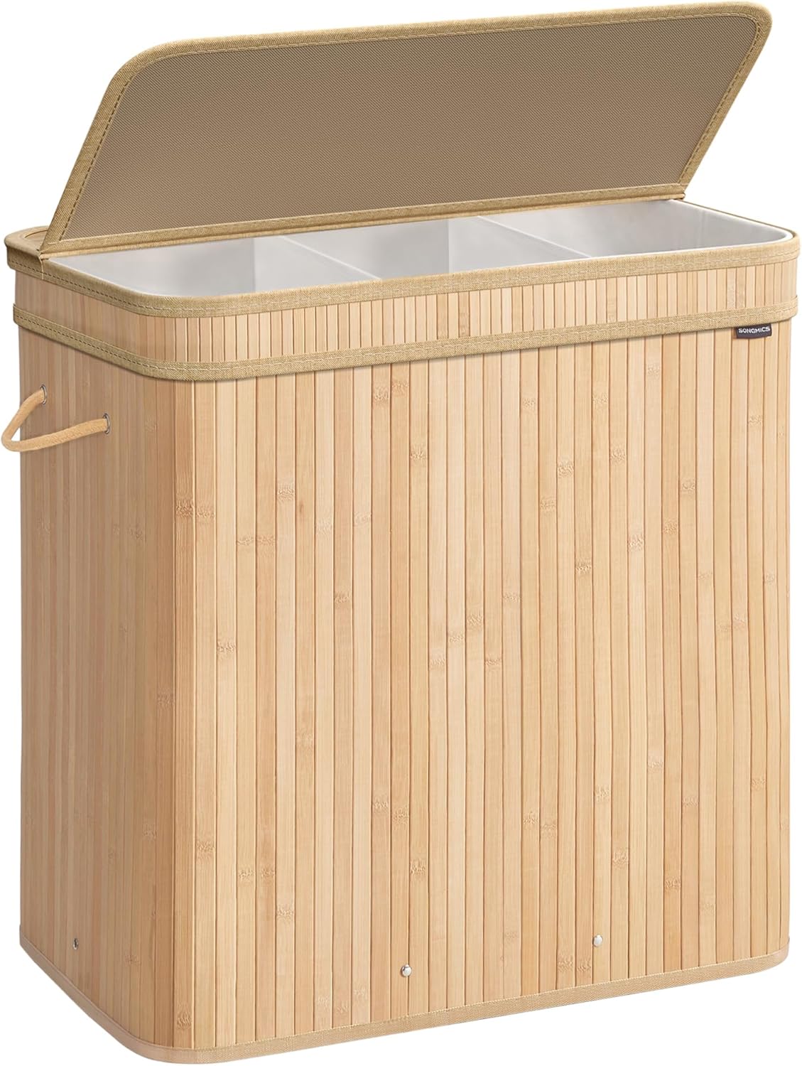 SONGMICS Bamboo Laundry Basket with Lid