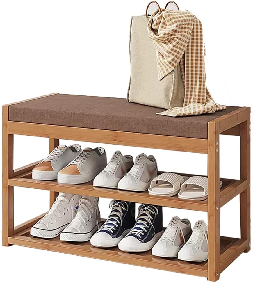 Bamboo 2-Tier Shoe Rack Bench