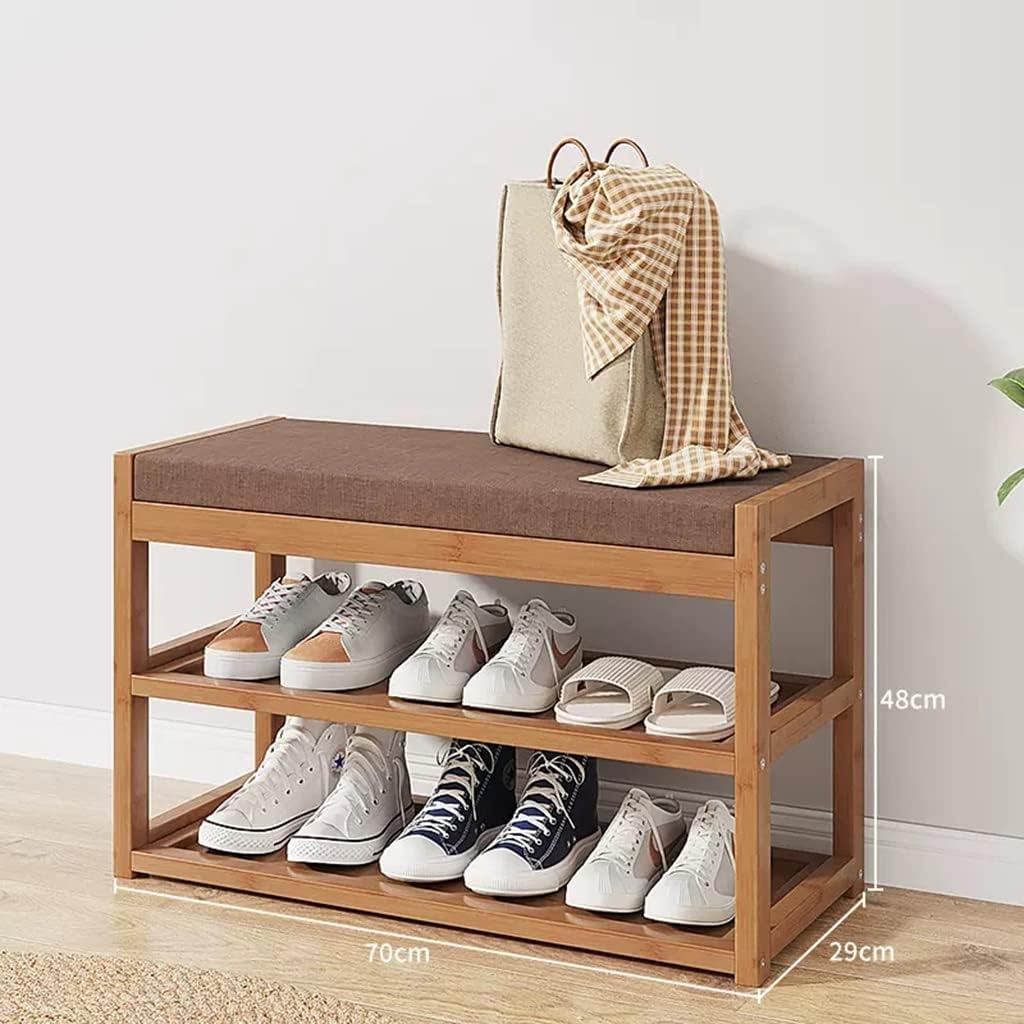 Bamboo 2-Tier Shoe Rack Bench