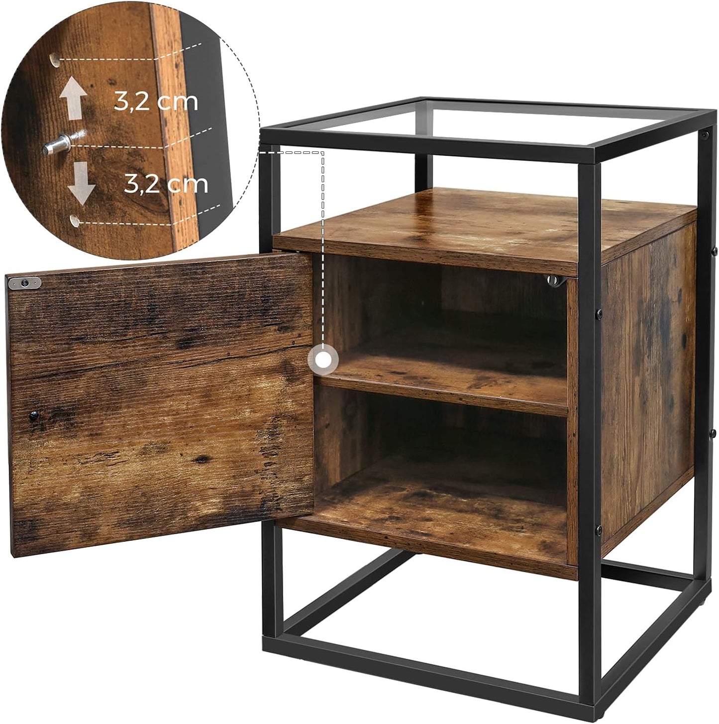 VASAGLE Nightstand, Bedside Cabinet