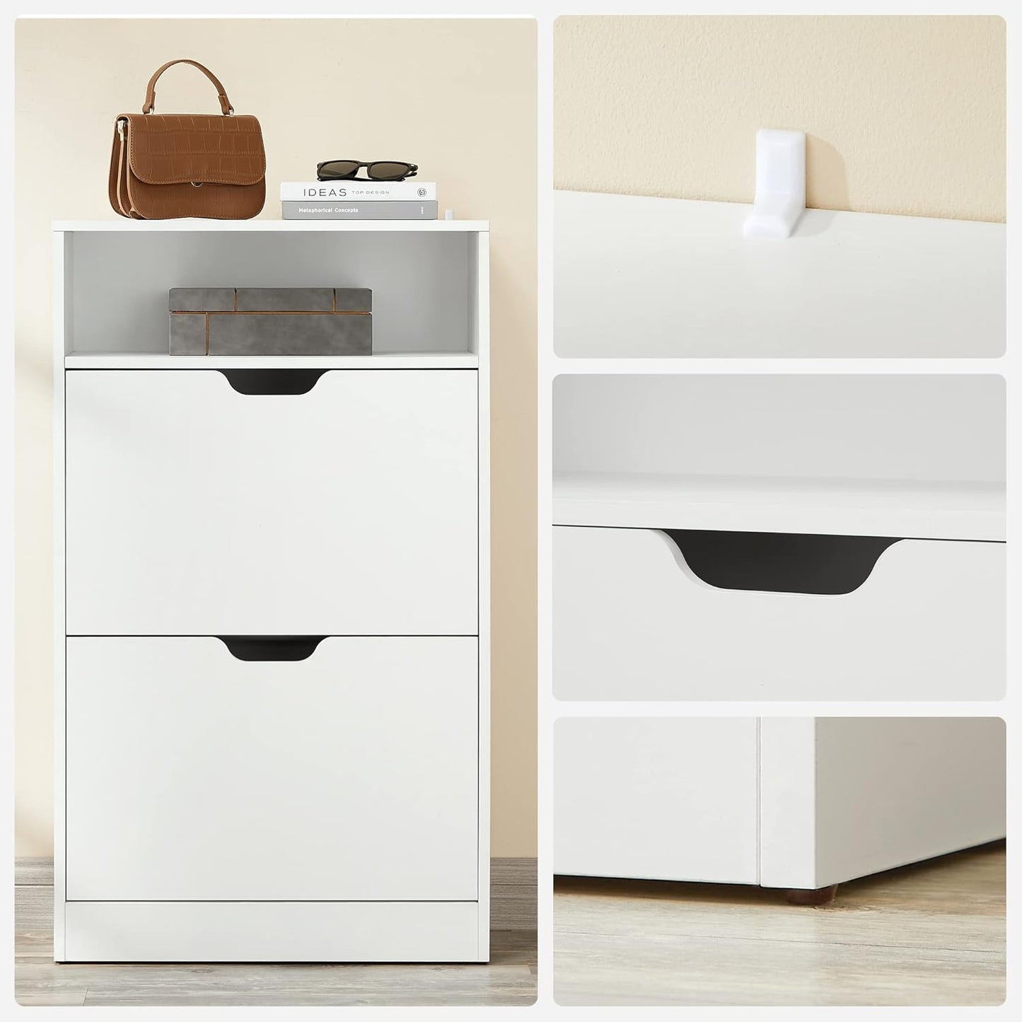 VASAGLE Shoe Cabinet with 2 Compartments