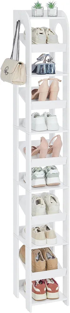 11 Tier Narrow Shoe Rack, Freestanding Closet Wooden