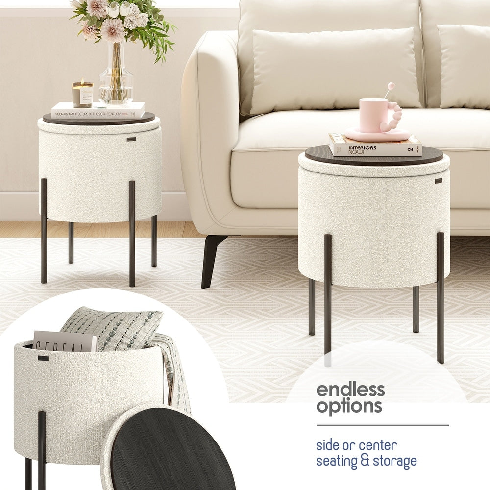 Round Ottoman Stool Storage