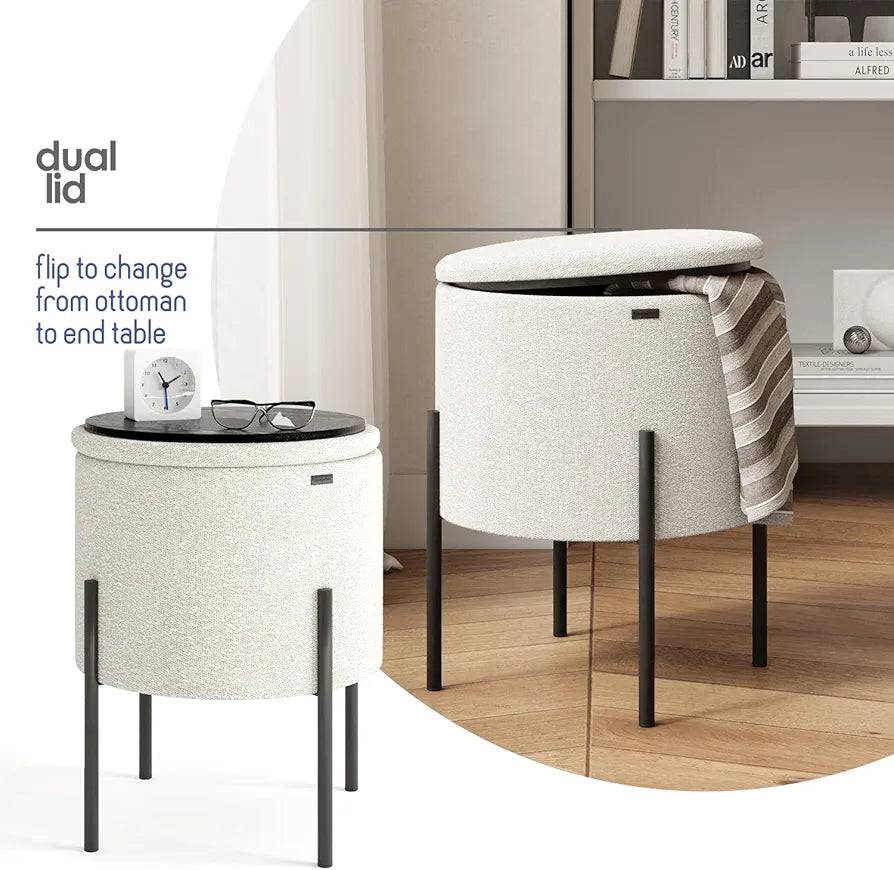 Round Ottoman Stool Storage
