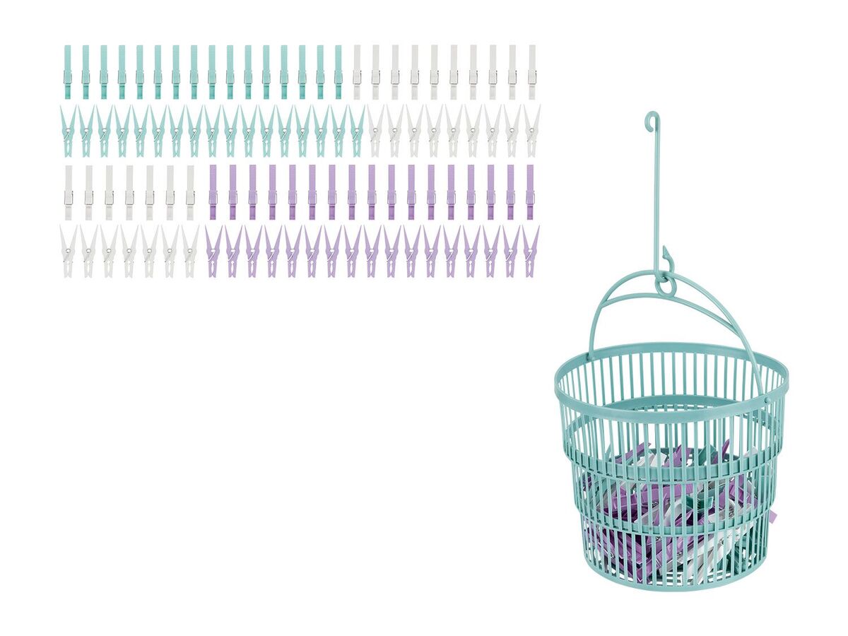 Basket 50 Aquapur Clothespins Laundry