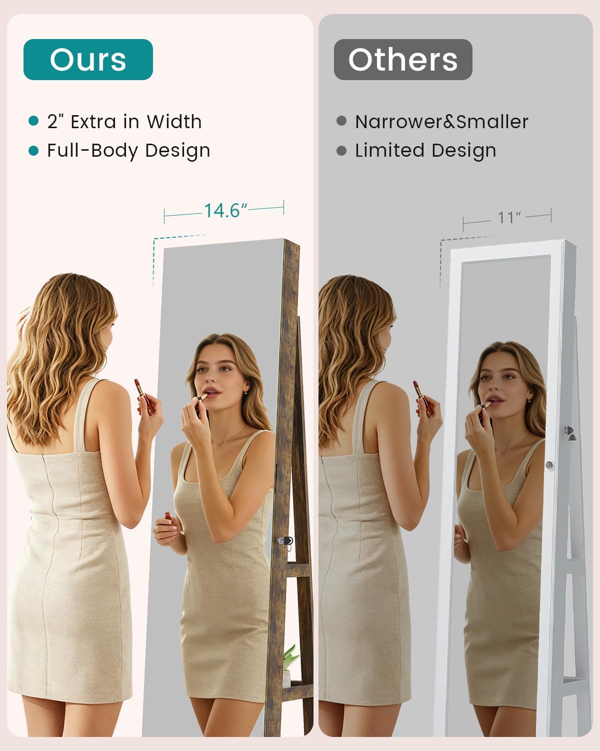 360° Swivel Mirror Jewelry Cabinet