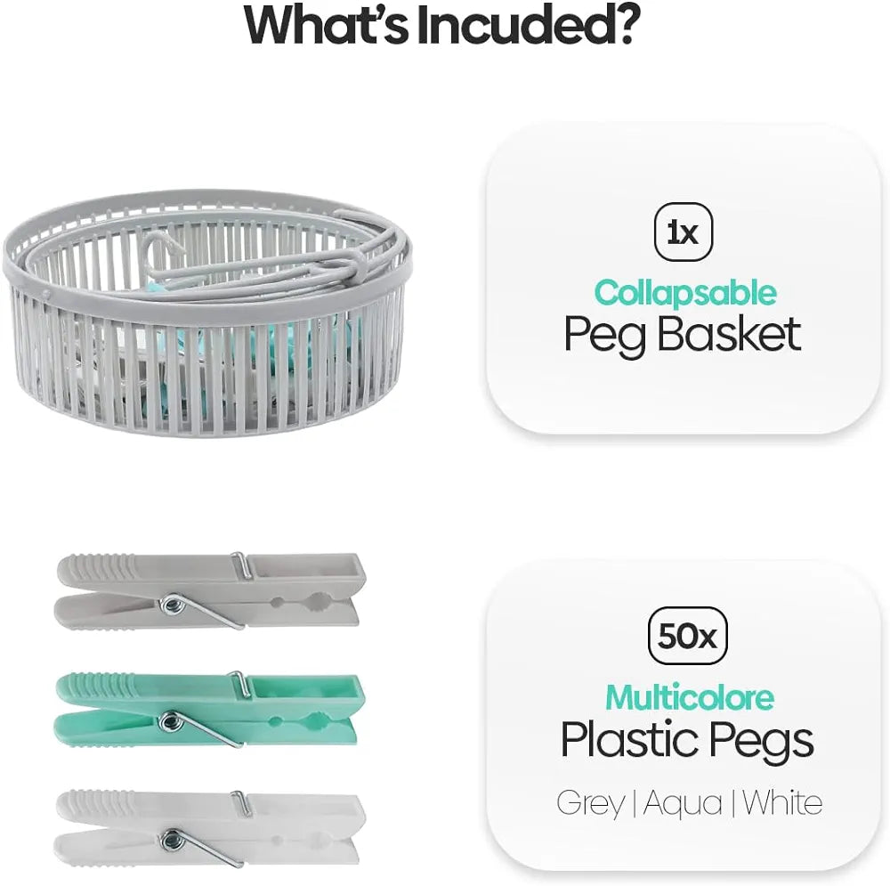 Basket 50 Aquapur Clothespins Laundry