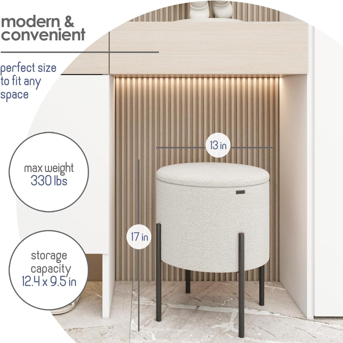Round Ottoman Stool Storage