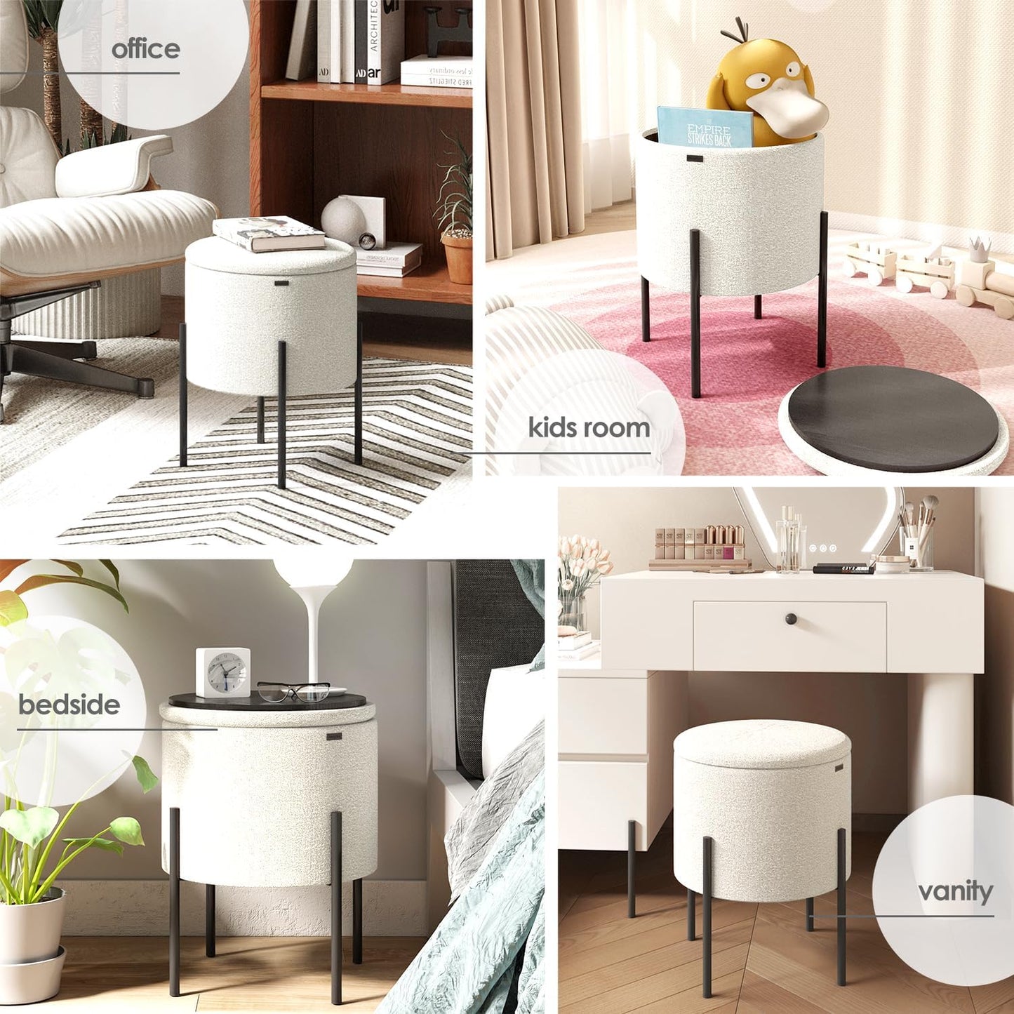 Round Ottoman Stool Storage