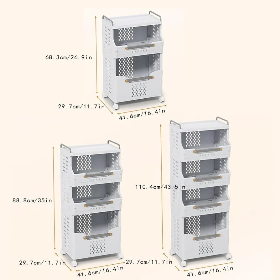 4-Tier Rolling Storage Cart with Wheels and Handle