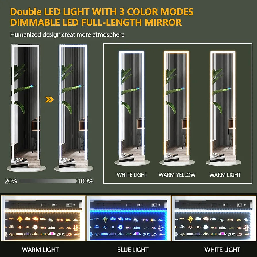 Full-Length Mirror Jewelry Cabinet Armoire